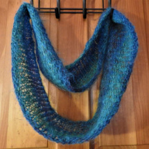 cowl handknit, blues 19.138